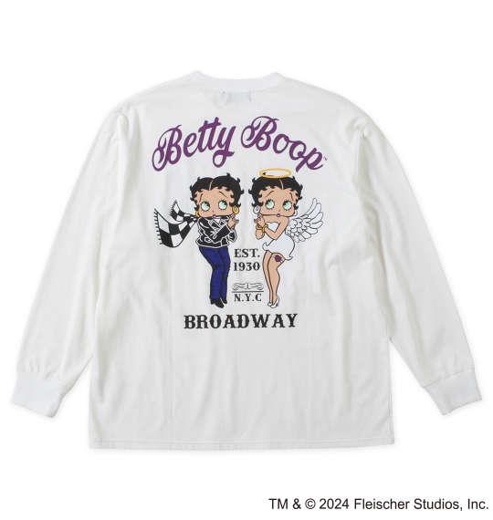 大きいサイズ メンズ BETTY BOOP 天竺 プリント 長袖 Tシャツ オフホワイト 1278-4630-1 3L 4L 5L 6L