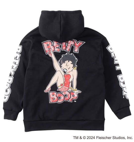 大きいサイズ メンズ BETTY BOOP ニット フリース プリント フルジップ パーカー ブラック 1278-4631-2 3L 4L 5L 6L