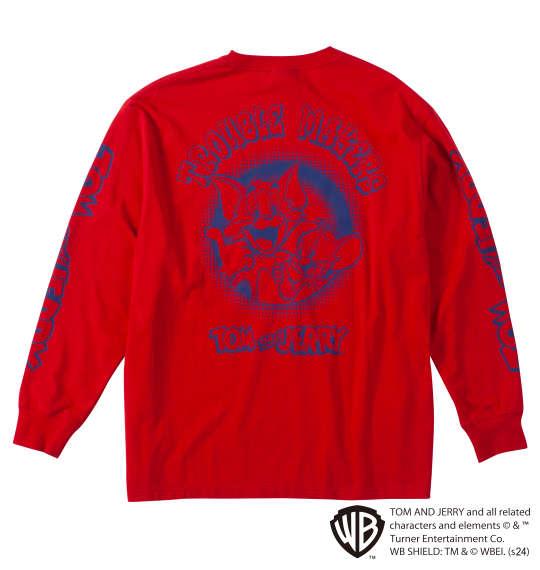 大きいサイズ メンズ TOM and JERRY 天竺 プリント 長袖 Tシャツ レッド 1278-4635-1 3L 4L 5L 6L