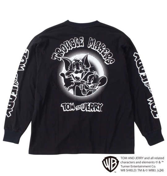 大きいサイズ メンズ TOM and JERRY 天竺 プリント 長袖 Tシャツ ブラック 1278-4635-2 3L 4L 5L 6L