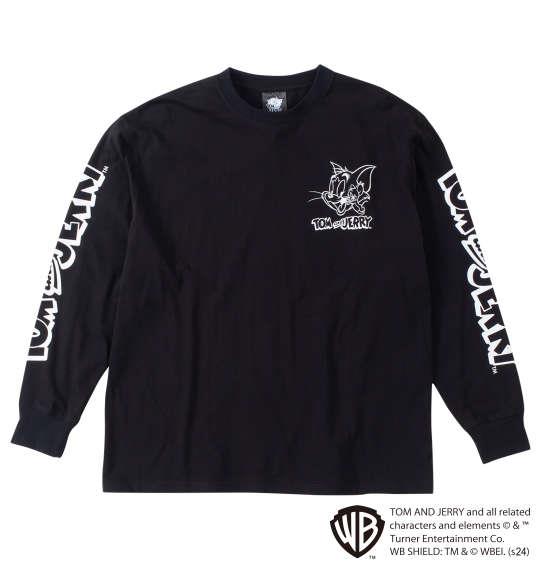 大きいサイズ メンズ TOM and JERRY 天竺 プリント 長袖 Tシャツ ブラック 1278-4635-2 3L 4L 5L 6L
