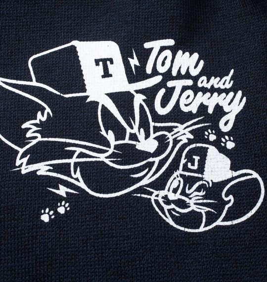 大きいサイズ メンズ TOM and JERRY ニット フリース プリント フルジップ パーカー ネイビー 1278-4636-1 3L 4L 5L 6L