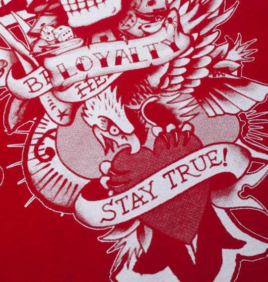 大きいサイズ メンズ Ed Hardy 天竺 プリント 長袖 Tシャツ レッド 1278-4640-3 3L 4L 5L 6L