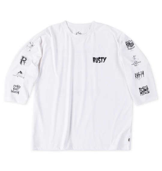 【max8】大きいサイズ メンズ RUSTY PEARTEX 七分袖 Tシャツ ホワイト 1278-4380-1 3L 4L 5L 6L 8L
