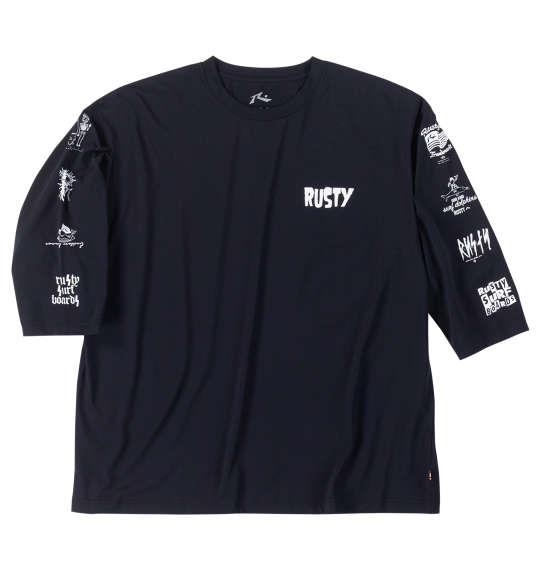 【max8】大きいサイズ メンズ RUSTY PEARTEX 七分袖 Tシャツ ブラック 1278-4380-2 3L 4L 5L 6L 8L