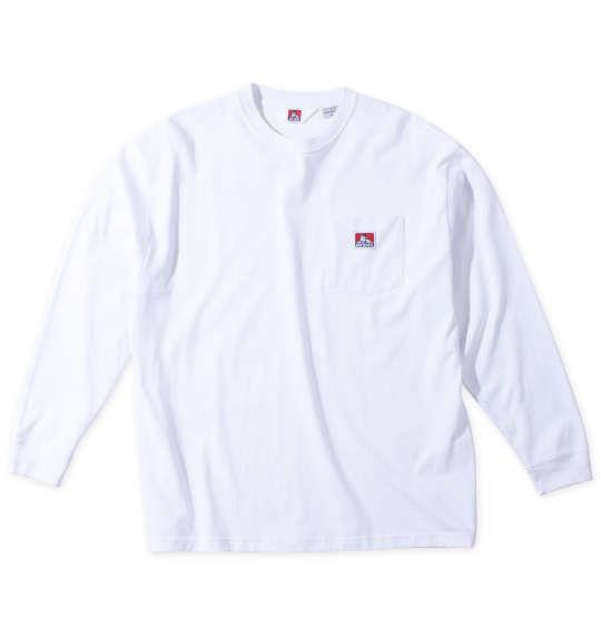大きいサイズ メンズ BEN DAVIS ピスポケット付 長袖 Tシャツ ホワイト 1278-4680-1 3L 4L 5L 6L
