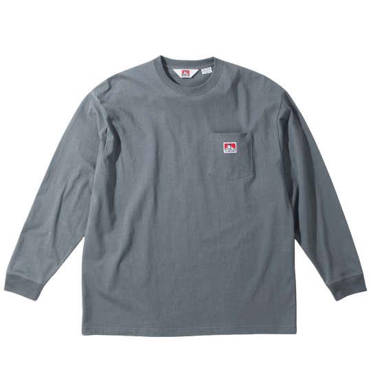 大きいサイズ メンズ BEN DAVIS ピスポケット付 長袖 Tシャツ グレー 1278-4680-3 3L 4L 5L 6L