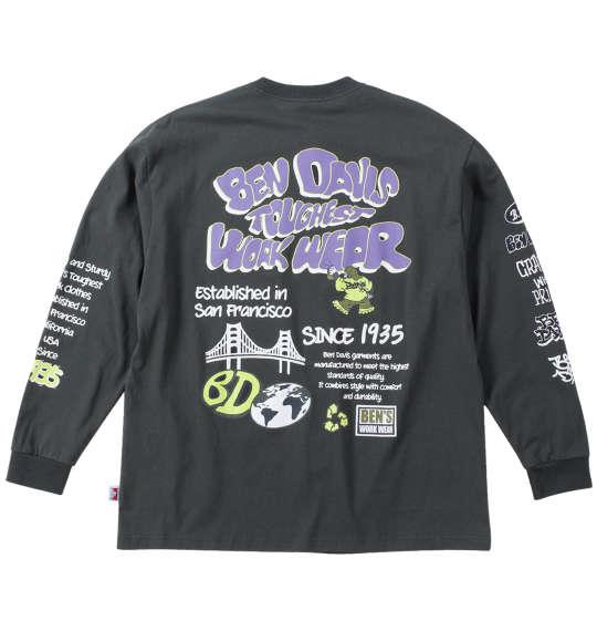 大きいサイズ メンズ BEN DAVIS バブルロゴ 長袖 Tシャツ チャコール 1278-4682-2 3L 4L 5L 6L