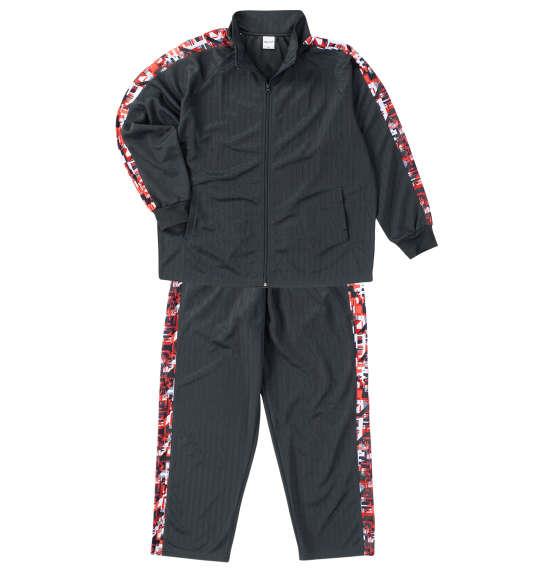 【max8】大きいサイズ メンズ Mc.S.P モザイクプリント 切替 ジャージ セット チャコール×レッド 1256-4310-3 3L 4L 5L 6L 8L