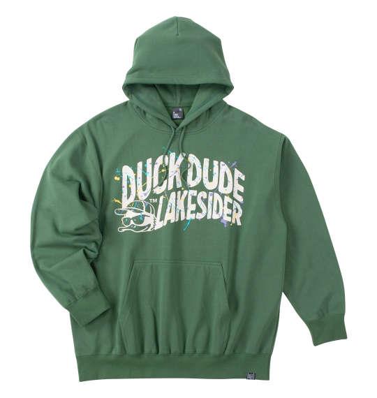 大きいサイズ メンズ b-one-soul DUCK DUDEレイクサイダー スプラッシュ プル パーカー グリーン 1258-4317-3 3L 4L 5L 6L
