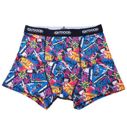 大きいサイズ メンズ OUTDOOR PRODUCTS エステルベア天グラフィティ ボクサーパンツ シアン系 1249-4322-1 3L 4L 5L 6L