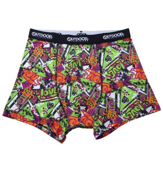 大きいサイズ メンズ OUTDOOR PRODUCTS エステルベア天グラフィティ ボクサーパンツ ライムグリーン系 1249-4322-2 3L 4L 5L 6L