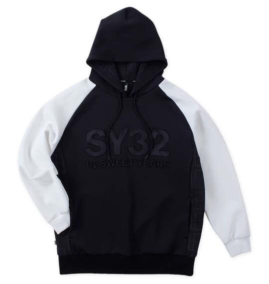 大きいサイズ メンズ SY32 by SWEET YEARS ダブルニット エンボス ジオメトリー プル パーカー ホワイト×ブラック 1278-4393-1 3L 4L 5L 6L