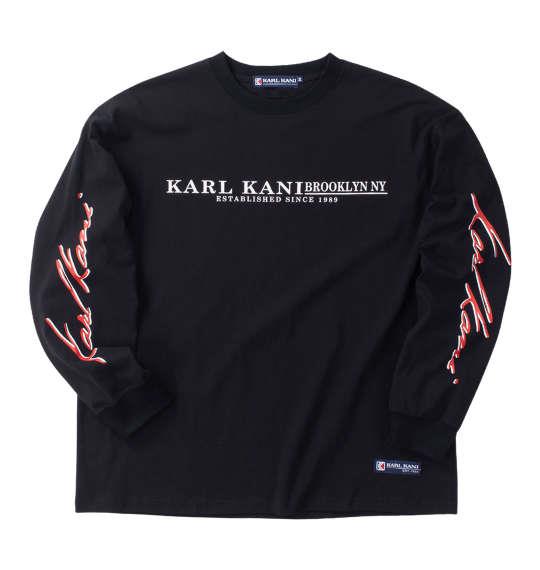 【max8】大きいサイズ メンズ KARL KANI 天竺 長袖 Tシャツ ブラック 1278-4610-2 3L 4L 5L 6L 8L