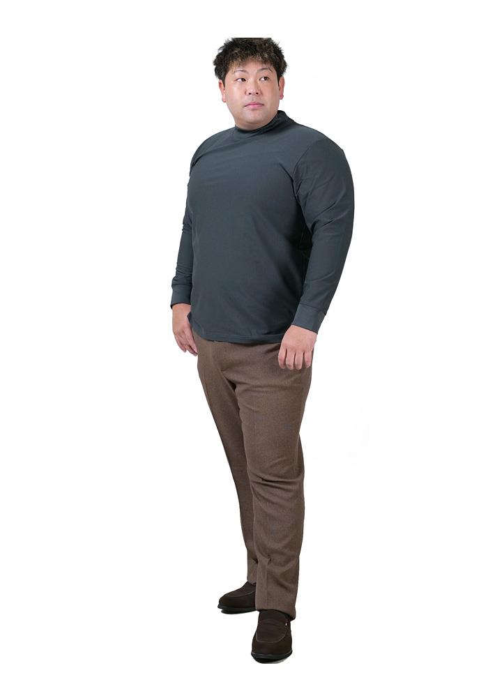 大きいサイズ メンズ DREAM MASTER ストレッチ モックネック 長袖 Tシャツ dm-t240420