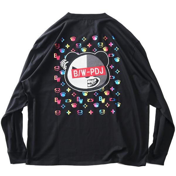 大きいサイズ メンズ B/W-PDJ RELAX オーロラプリント パンダ刺繍 ロング Tシャツ 564861k
