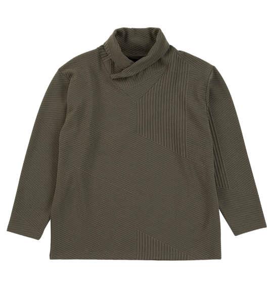 大きいサイズ メンズ TETE HOMME バイアスパネル柄 ボリュームネック 長袖 Tシャツ チャコール 1278-3636-3 3L 4L 5L 6L