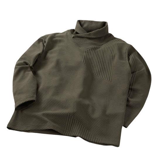 大きいサイズ メンズ TETE HOMME バイアスパネル柄 ボリュームネック 長袖 Tシャツ チャコール 1278-3636-3 3L 4L 5L 6L