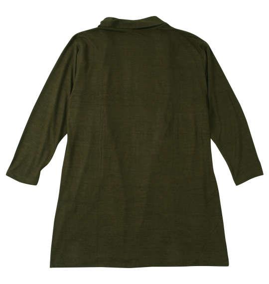 大きいサイズ メンズ launching pad 表起毛天竺 長袖 コーディガン + 半袖 Tシャツ カーキ×ブラック 1258-4346-1 3L 4L 5L 6L