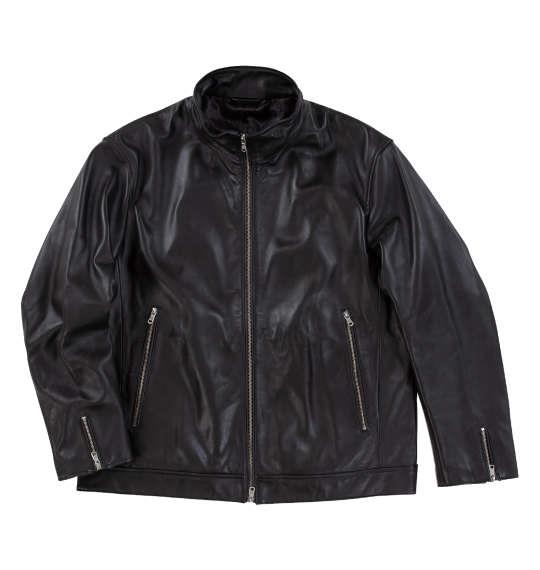 大きいサイズ メンズ TETE HOMME スタンドカラー レザー ブルゾン ブラック 1273-4660-1 3L 4L 5L 6L