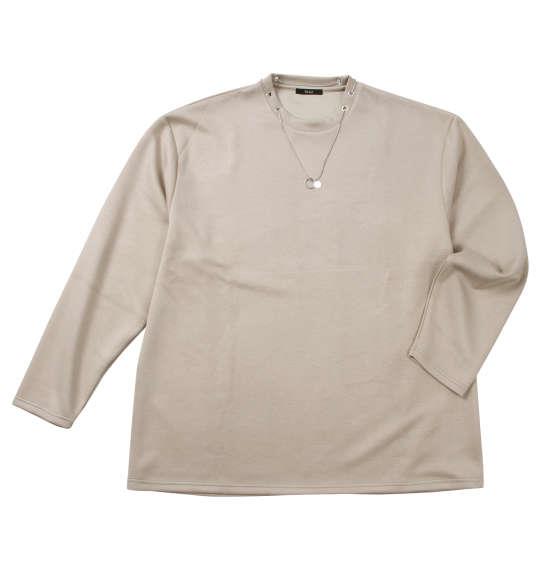 大きいサイズ メンズ Re:luxi ポンチネックレス付 長袖 Tシャツ ベージュ 1278-4385-1 3L 4L 5L 6L