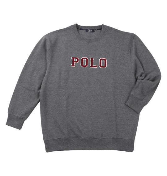 【max8】大きいサイズ メンズ POLO BCS 裏起毛 ロゴ クルー トレーナー チャコールグレー 1278-4601-1 3L 4L 5L 6L 8L