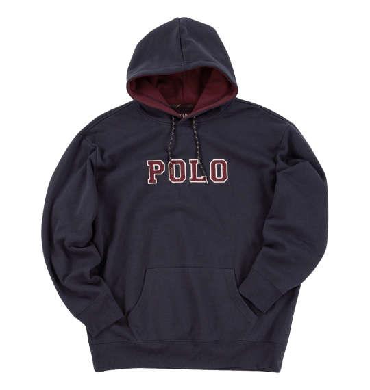 【max8】大きいサイズ メンズ POLO BCS 裏起毛 ロゴ プル パーカー ネイビー 1278-4602-1 3L 4L 5L 6L 8L