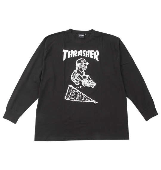 【max8】大きいサイズ メンズ THRASHER PIZZA 長袖 Tシャツ ブラック 1278-4665-2 3L 4L 5L 6L 8L