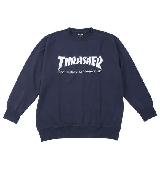 【max8】大きいサイズ メンズ THRASHER MAG LOGO クルー トレーナー ネイビー 1278-4666-1 3L 4L 5L 6L 8L