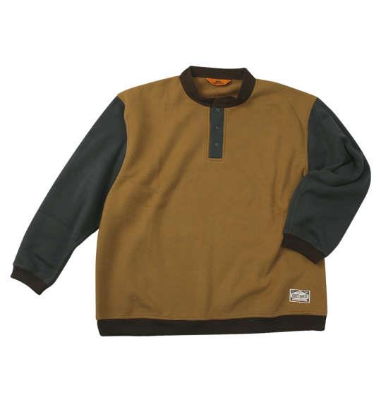 【max8】大きいサイズ メンズ KRIFF MAYER レトロカラー ヘンリーネック スウェット ベージュ 1278-4691-1 3L 4L 5L 6L 8L