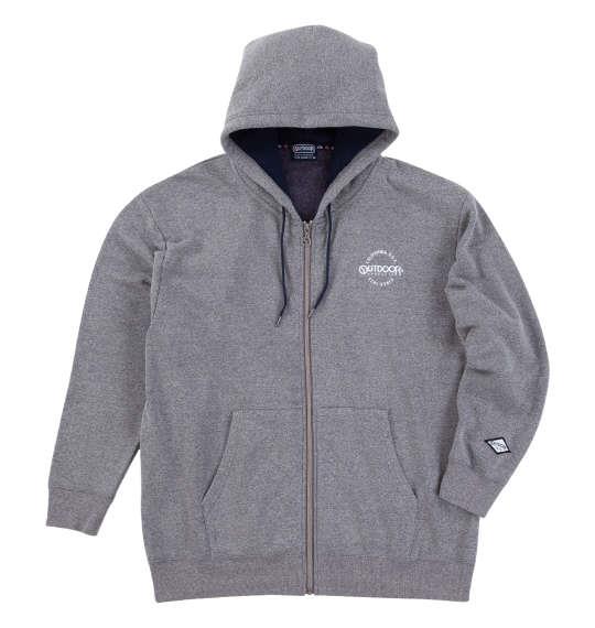【max8】大きいサイズ メンズ OUTDOOR PRODUCTS 裏起毛 フルジップ パーカー グレー流杢 1258-4304-2 3L 4L 5L 6L 7L 8L
