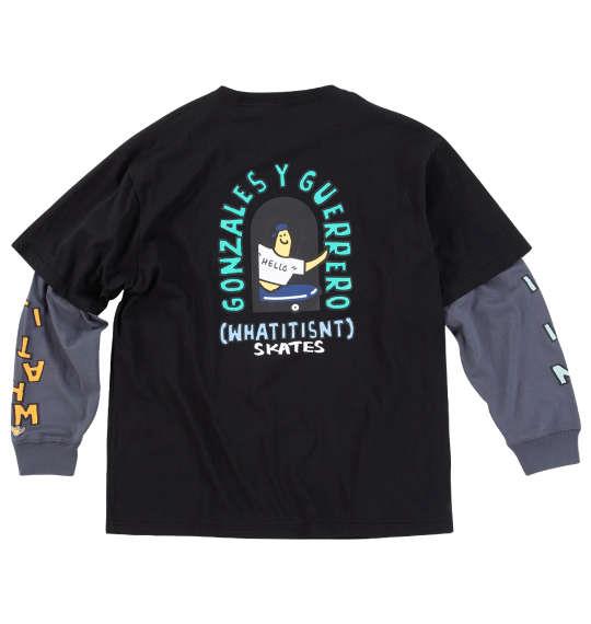 【max8】大きいサイズ メンズ (What it isNt) 半袖T × 長袖T レイヤード Tシャツ ブラック × チャコール 1278-4695-2 3L 4L 5L 6L 8L