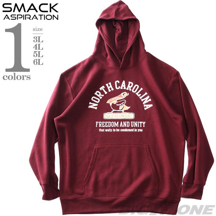 大きいサイズ メンズ SMACK ASPIRATION 裏起毛 カレッジプリント プルオーバー パーカー 64-85672-2