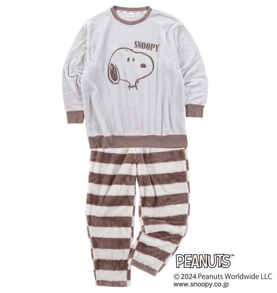 【max8】大きいサイズ メンズ PEANUTS ふわもこ × ぼあもこ スウェット セット ベージュ 1279-4310-1 3L 4L 5L 6L 8L