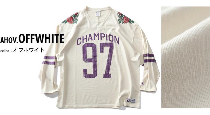 大きいサイズ メンズ Champion チャンピオン プリント ロング Tシャツ SUN DYE NATURAL USA直輸入 s03715-5861
