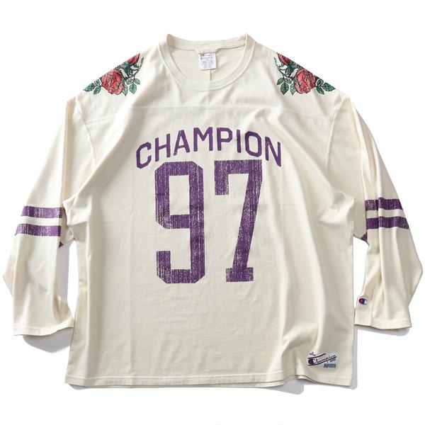 大きいサイズ メンズ Champion チャンピオン プリント ロング Tシャツ SUN DYE NATURAL USA直輸入 s03715-5861
