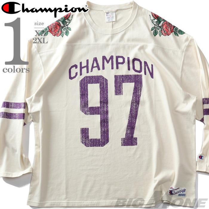大きいサイズ メンズ Champion チャンピオン プリント ロング Tシャツ SUN DYE NATURAL USA直輸入 s03715-5861