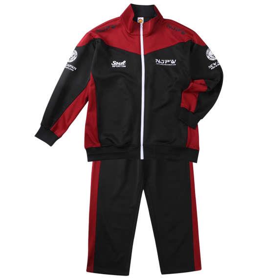 大きいサイズ メンズ SOUL SPORTS × 新日本プロレス 本隊 長袖 ジャージ セット ブラック × レッド 1276-5100-1 3L 4L 5L 6L