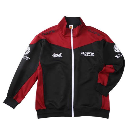 大きいサイズ メンズ SOUL SPORTS × 新日本プロレス 本隊 長袖 ジャージ セット ブラック × レッド 1276-5100-1 3L 4L 5L 6L