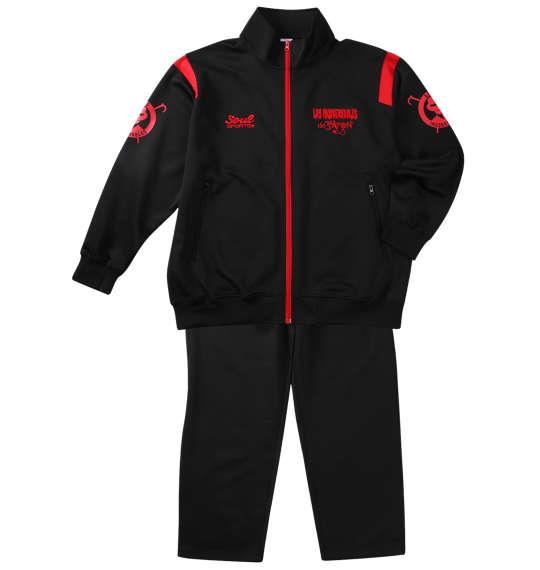 大きいサイズ メンズ SOUL SPORTS × 新日本プロレス L・I・J 長袖 ジャージ セット ブラック × レッド 1276-5101-1 3L 4L 5L 6L
