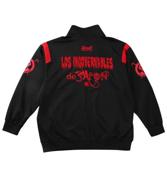 大きいサイズ メンズ SOUL SPORTS × 新日本プロレス L・I・J 長袖 ジャージ セット ブラック × レッド 1276-5101-1 3L 4L 5L 6L