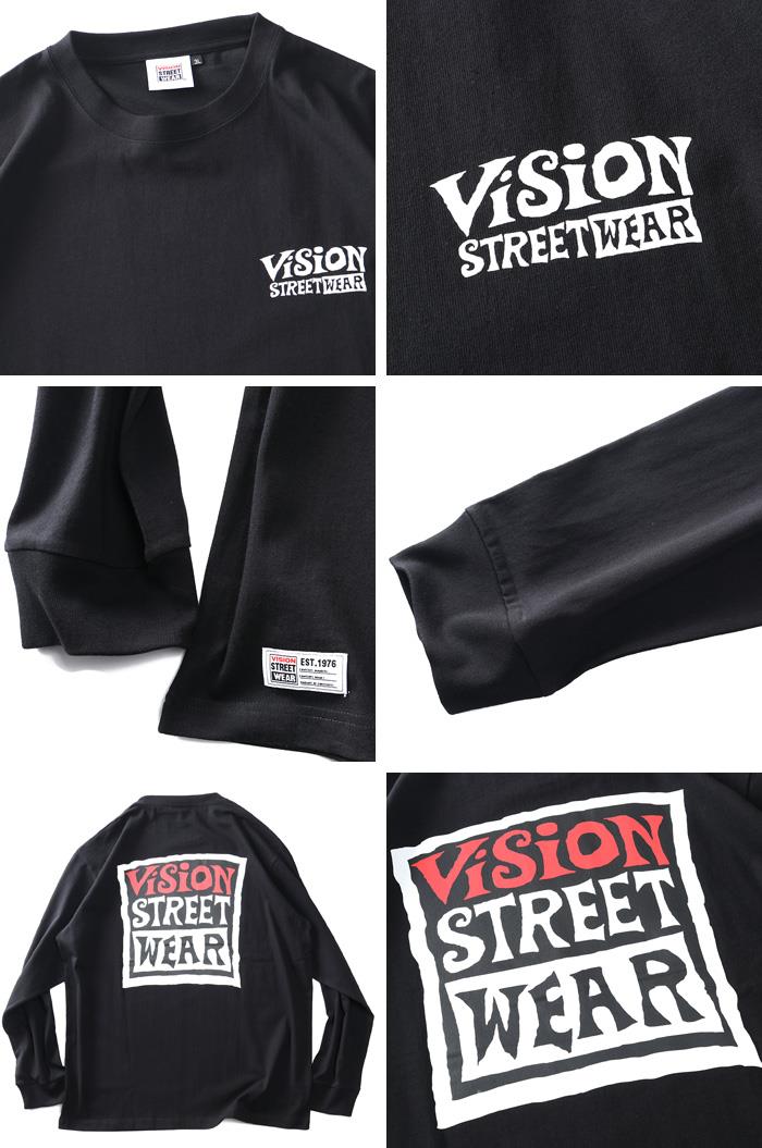 【go2025】大きいサイズ メンズ VISION STREET WEAR カーリーマグロゴ プリント ロング Tシャツ 春夏新作 5305702