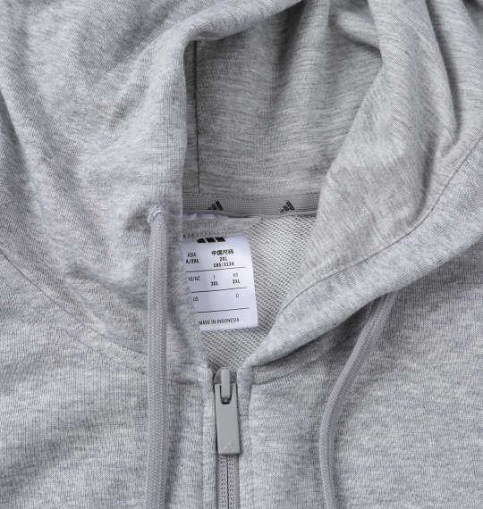 大きいサイズ メンズ adidas ESS 3ST スウェット フルジップ パーカー ミディアムグレーヘザー 1248-5100-1 3XL 4XL 5XL