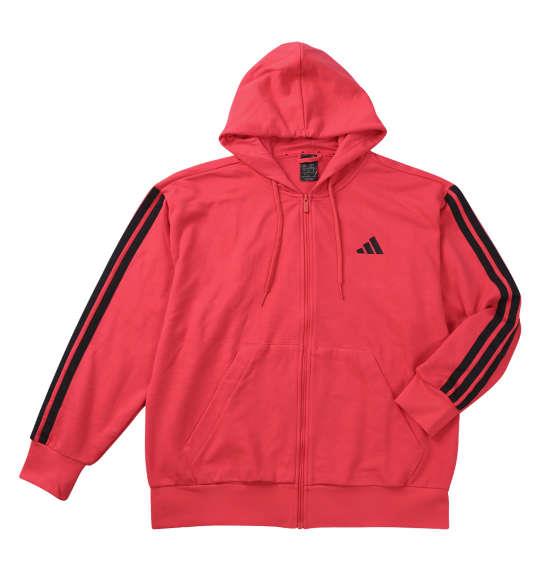 大きいサイズ メンズ adidas ESS 3ST スウェット フルジップ パーカー ピュアルビー 1248-5100-3 3XL 4XL 5XL