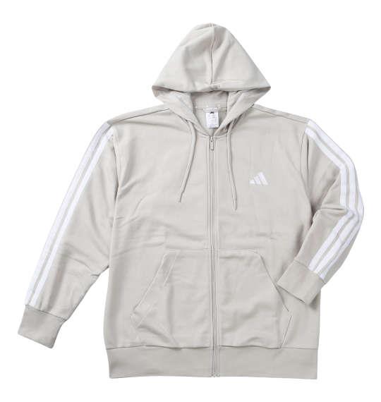 大きいサイズ メンズ adidas ESS 3ST スウェット フルジップ パーカー ワンダーアルミ 1248-5100-4 3XL 4XL 5XL