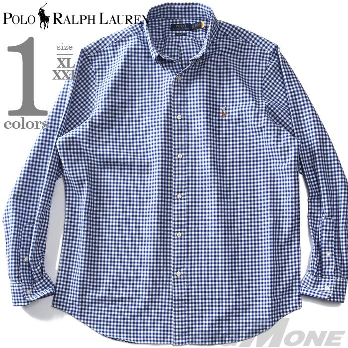 大きいサイズ メンズ POLO RALPH LAUREN ポロ ラルフローレン 長袖 オックスフォード チェック柄 ボタンダウン シャツ USA直輸入 710548535-007