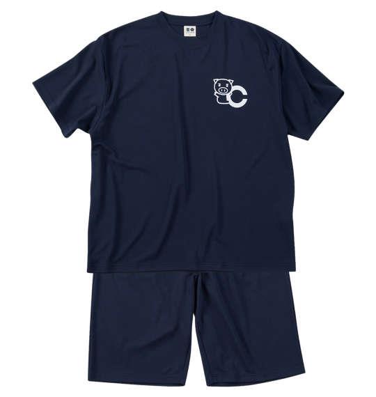 【max8】大きいサイズ メンズ 豊天 視力検査美豚 DRY ハニカムメッシュ 半袖 Tシャツ + ハーフパンツ ネイビー 1258-5278-1 3L 4L 5L 6L 7L 8L