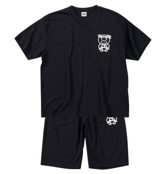 【max8】大きいサイズ メンズ 豊天 背中で語る美豚 DRY ハニカムメッシュ 半袖 Tシャツ + ハーフパンツ ブラック 1258-5279-1 3L 4L 5L 6L 7L 8L