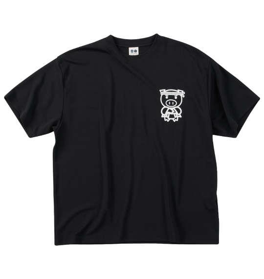 【max8】大きいサイズ メンズ 豊天 背中で語る美豚 DRY ハニカムメッシュ 半袖 Tシャツ + ハーフパンツ ブラック 1258-5279-1 3L 4L 5L 6L 7L 8L