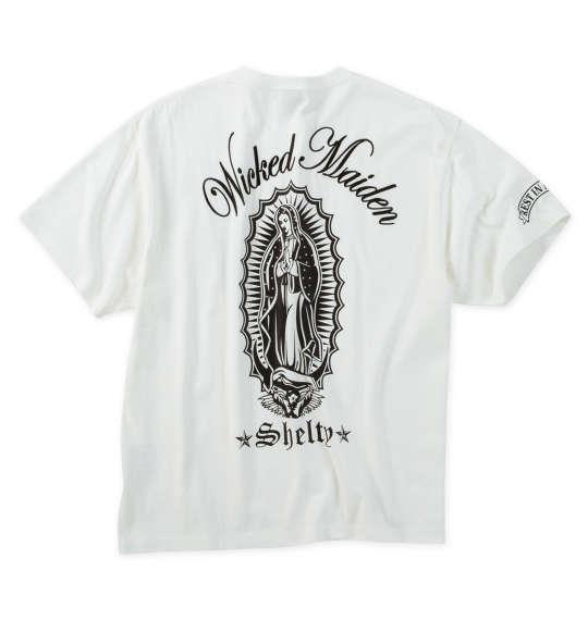 【max8】大きいサイズ メンズ SHELTY 天竺 刺繍&プリント 半袖 Tシャツ オフホワイト 1268-5243-1 3L 4L 5L 6L 8L